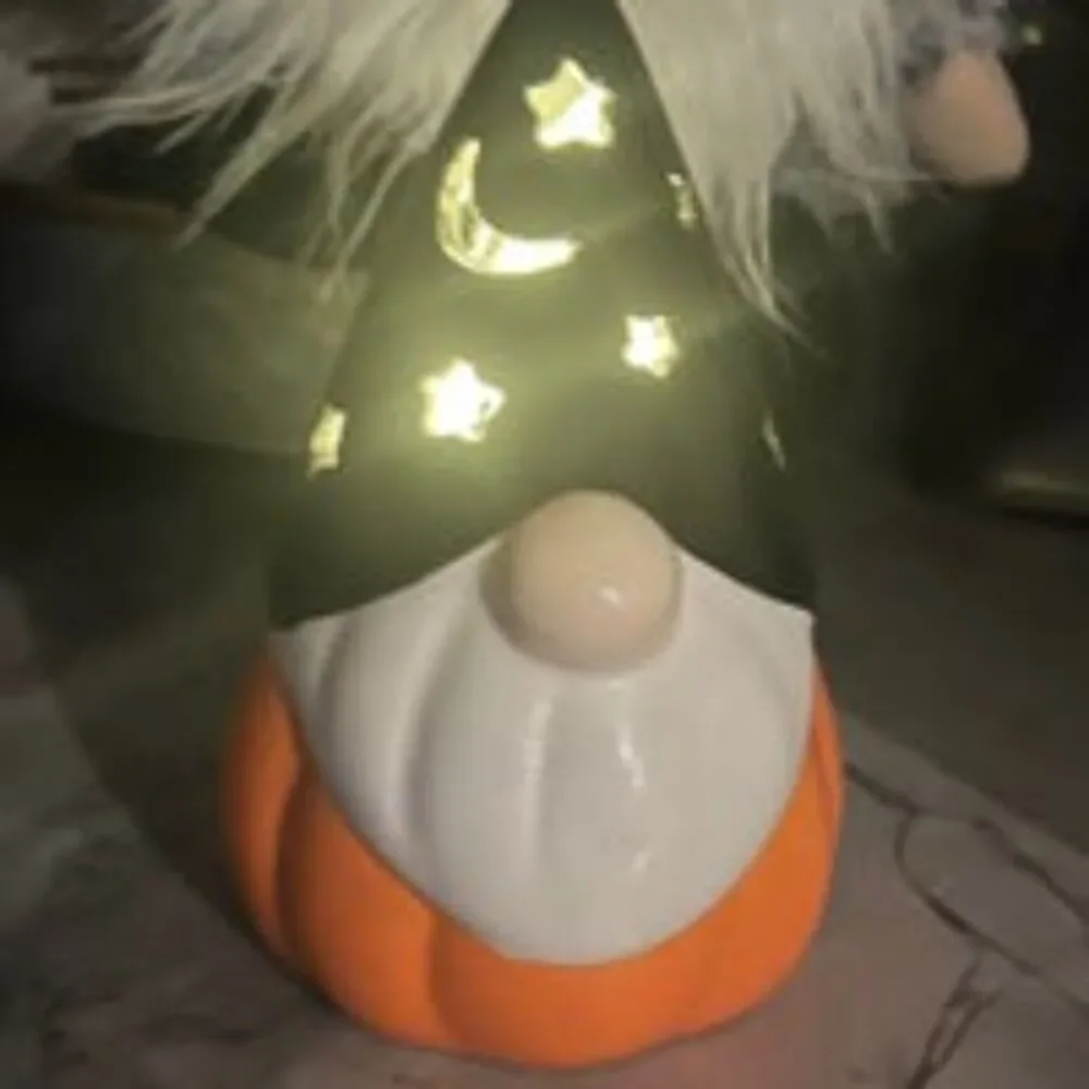 Target Lighted Ceramic Halloween Wizard Gnome Orange & Black Battery Operated